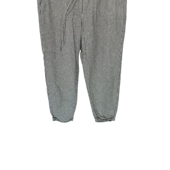 J.Crew Gray White Pull On Stretch Linen Cotton Striped Straight Leg Pant Size 10 - Picture 4 of 10